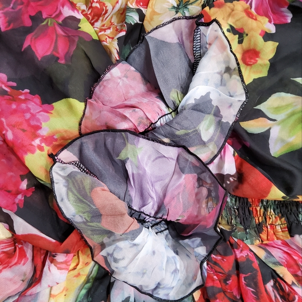 Dalia MacPhee Floral Print Chiffon Dress Size S - Picture 11 of 14